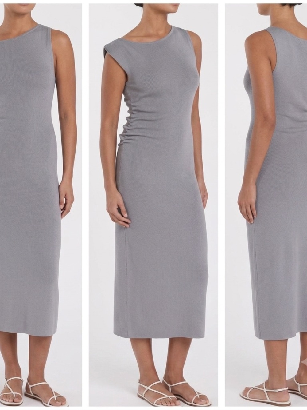 DISSH Poppy Silver Marle Asymmetrical Midi Dress